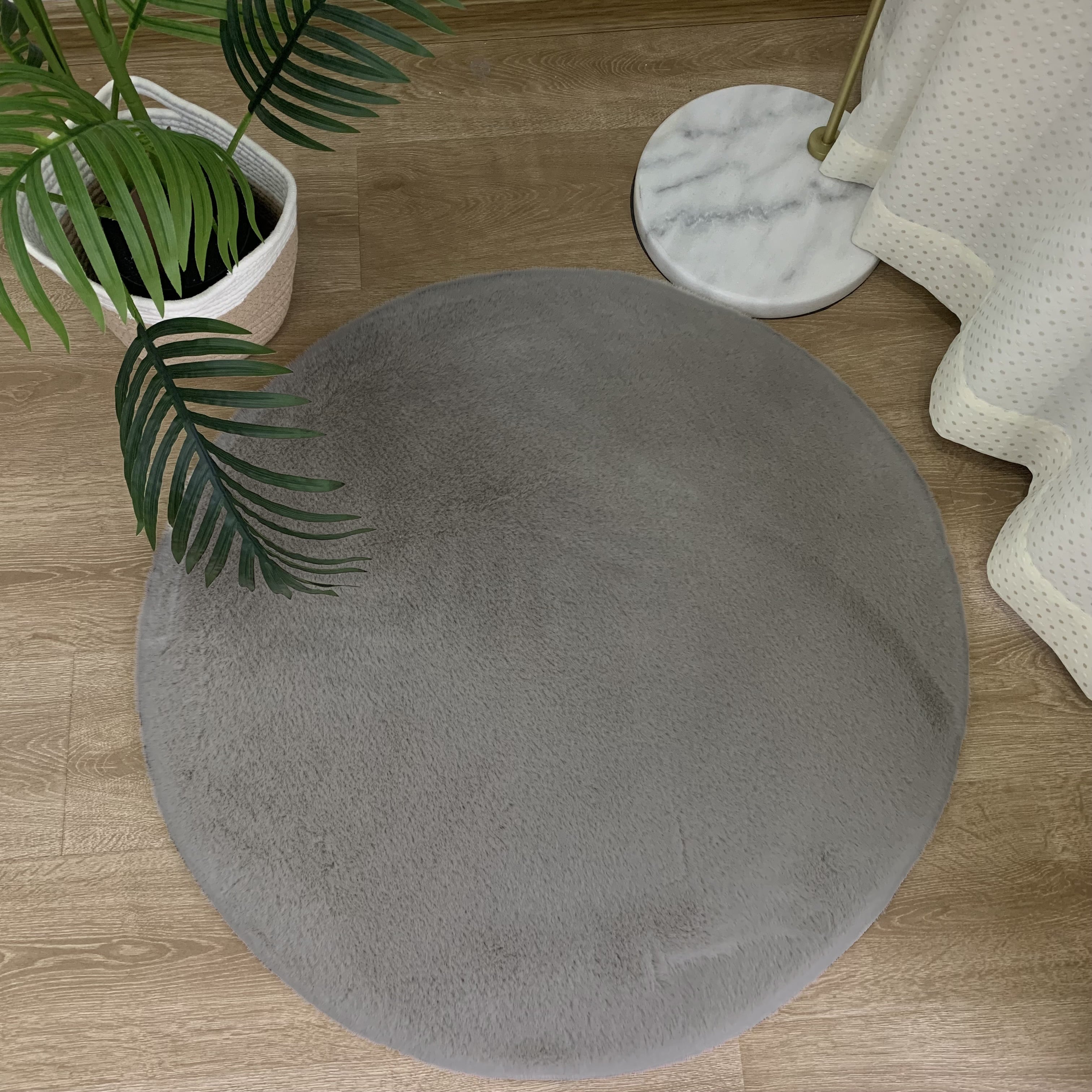 Fluffy Vloerkleed Rond Dark Grey 160x160CM - Luxury Living 