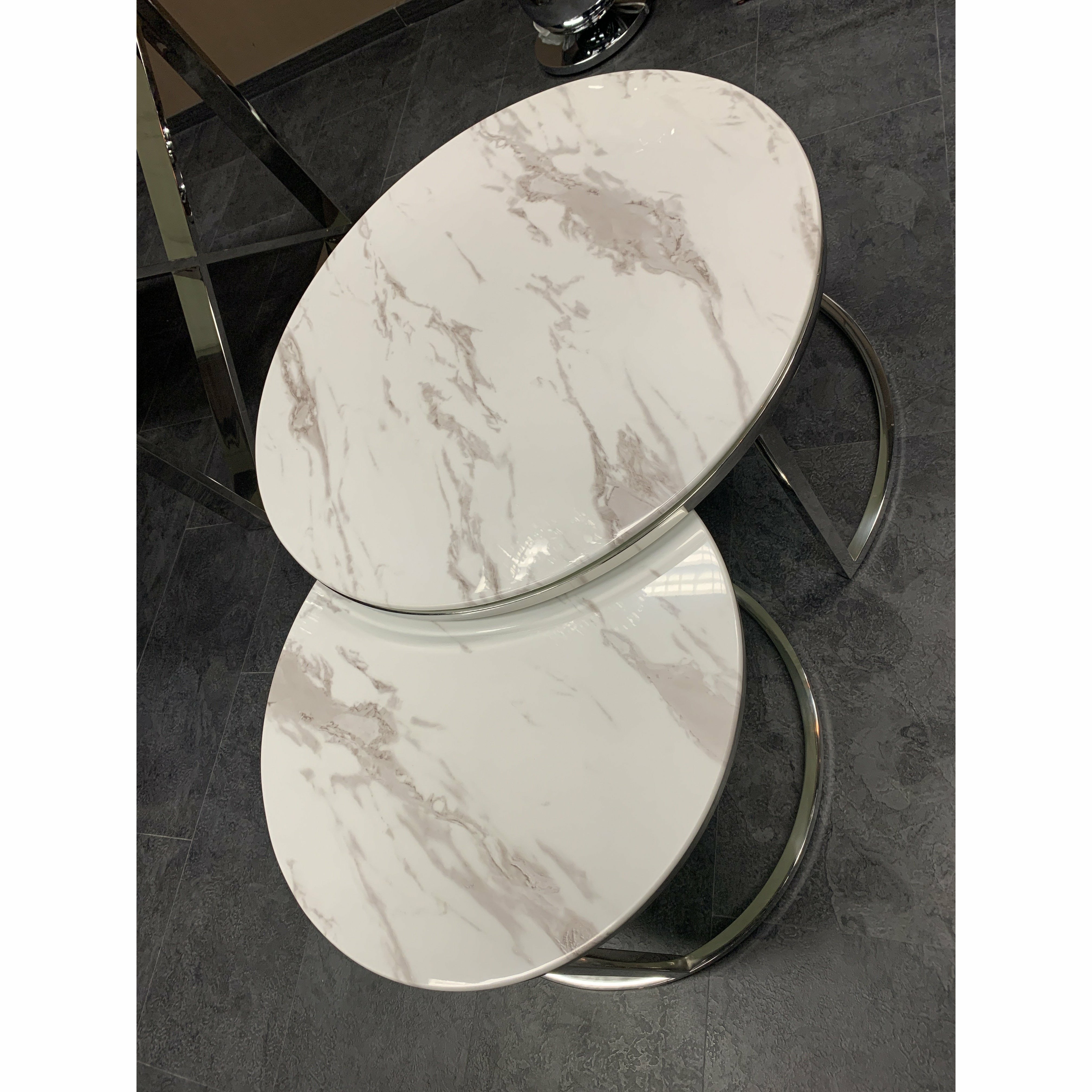Slide Table - Marble White - Luxury Living