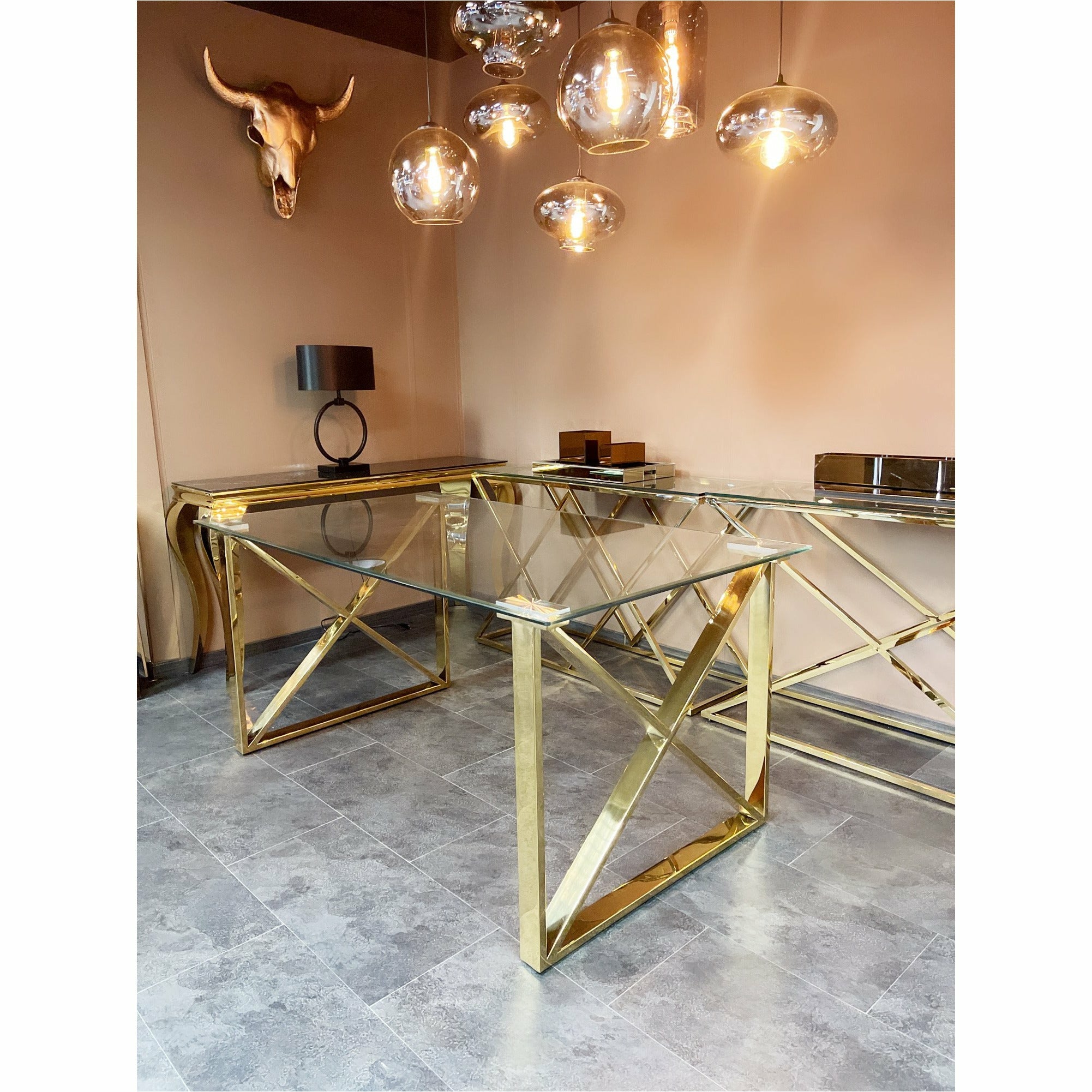Eettafel Cross Gold 180cm - Luxury Living