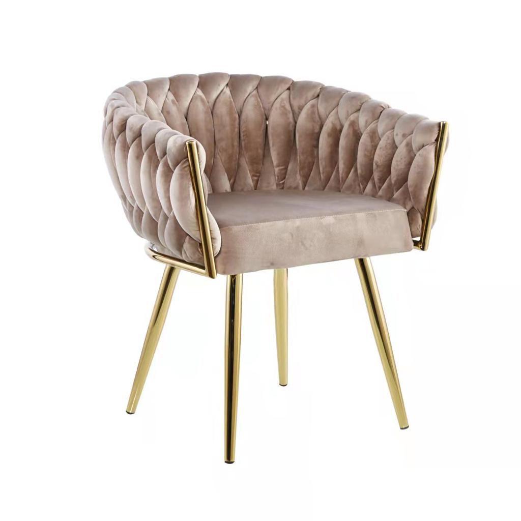 Eva Chair Velvet Taupe Gold Frame - Luxury Living 