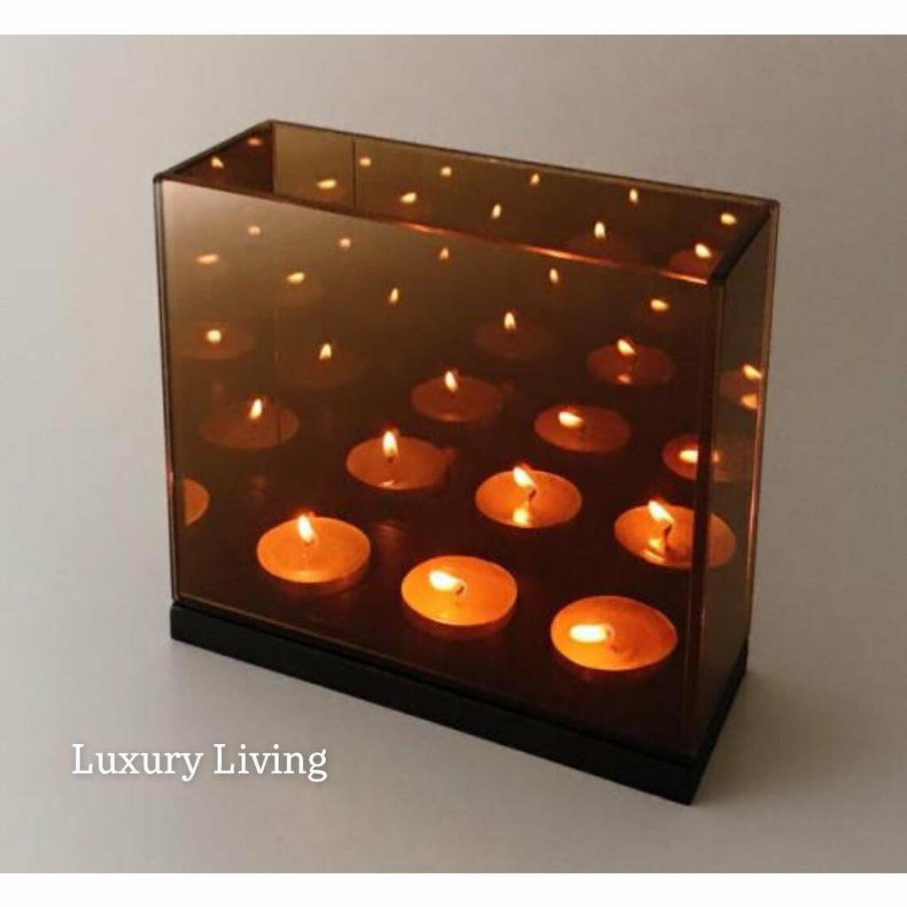 Waxinelichthouder Glas Windlicht Brons 3-licht - Luxury Living