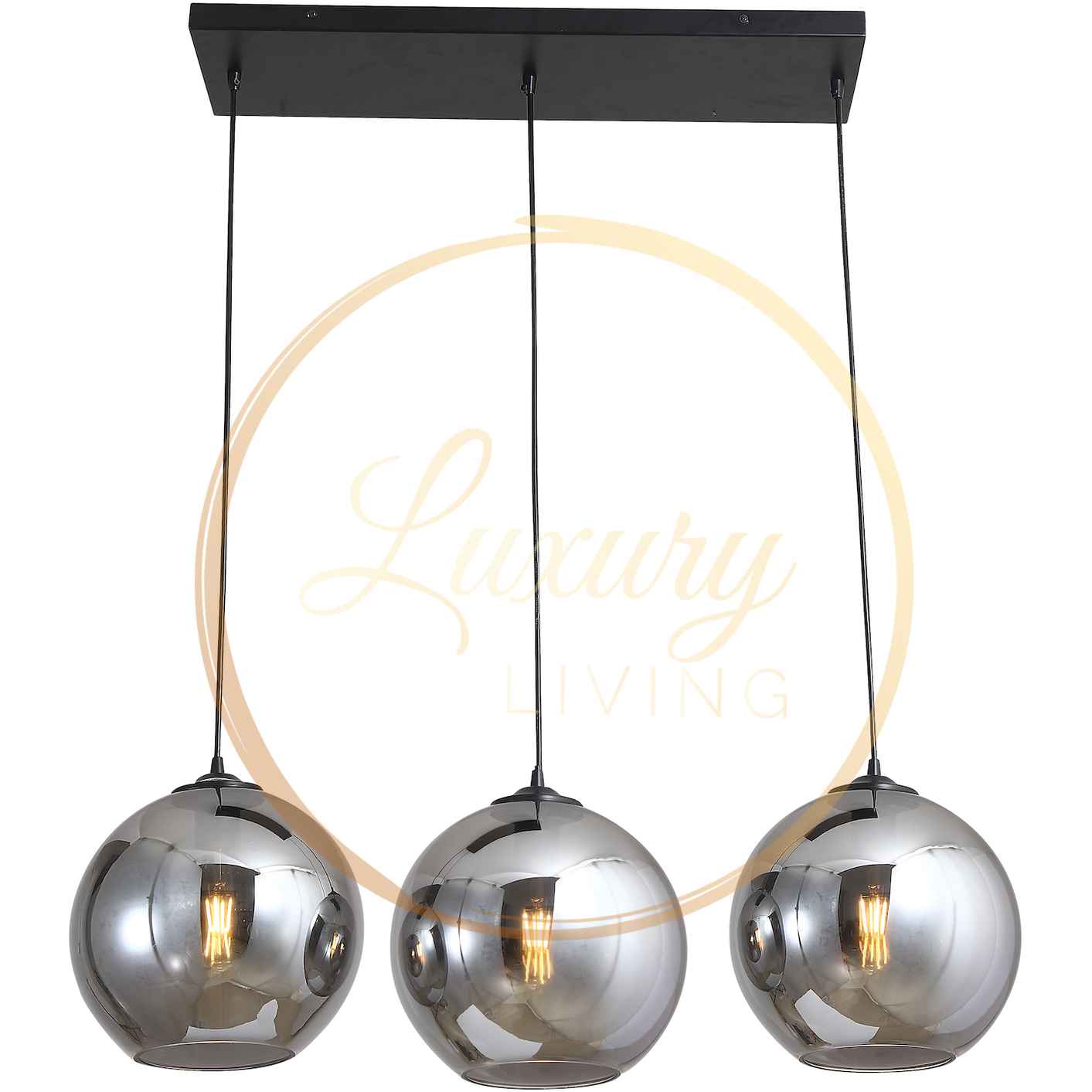 Hanglamp Smoke Glas 3-Licht Recht - Luxury Living 