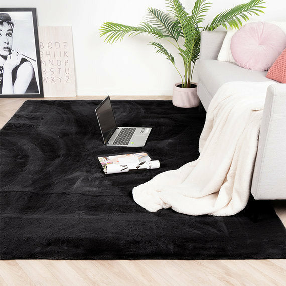 Fluffy Vloerkleed Black 80x300CM - Luxury Living 